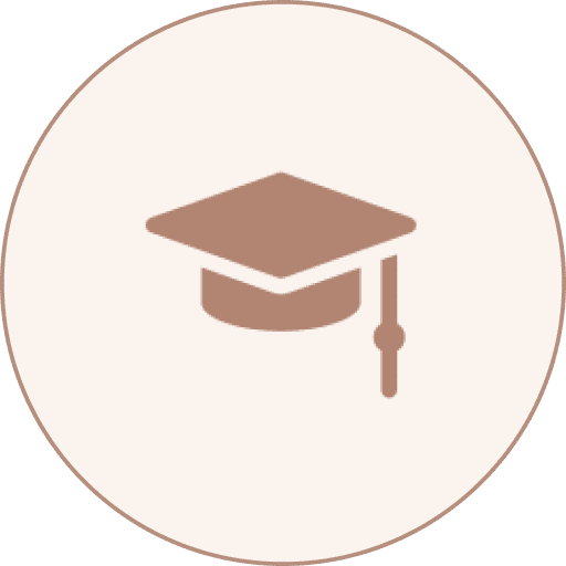 Graduation cap icon in beige circle