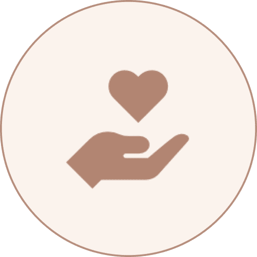 Hand holding heart icon inside circle